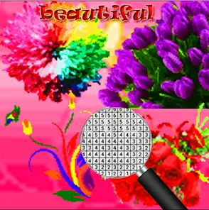 Beauty Flowers Coloring Number
